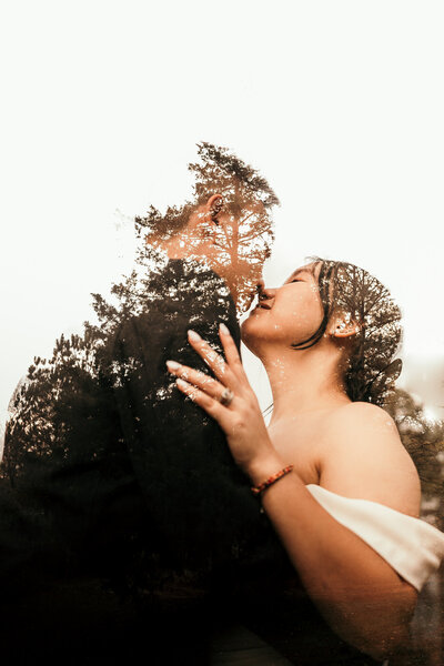 bride and groom kissing