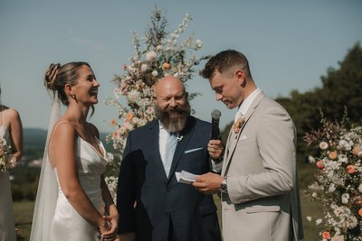 wedding couple holding hands