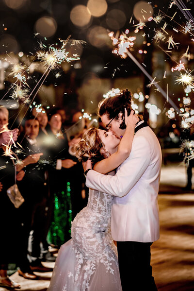 sparkler exit couple kissing