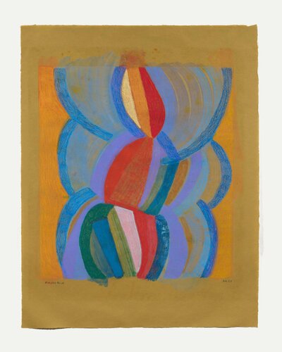 'Aurora Blue' by Anna Kunz – a monotype with hand coloring on kozo paper, measuring 27 7/8 x 22 inches.