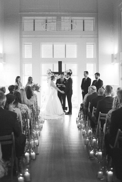 Bride and groom walk up memorial steps at their DC wedding