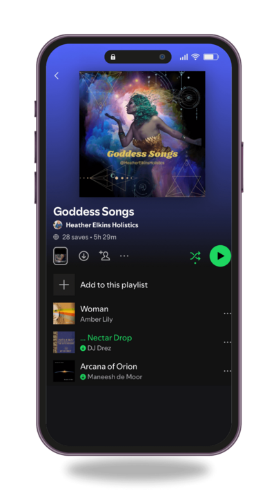 goddess playlist mockup
