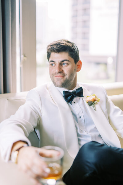 Groom portrait at The Logan Hotel in Philadelphia
