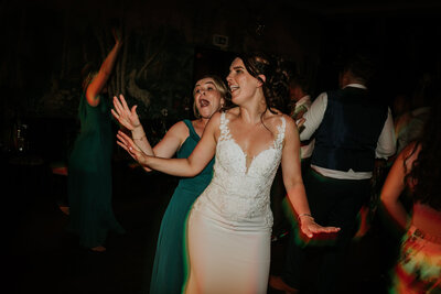 Grandmother having fun at wedding reception