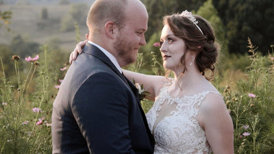 Heartstrings review / tennessee bride and groom in field of wildflowers
