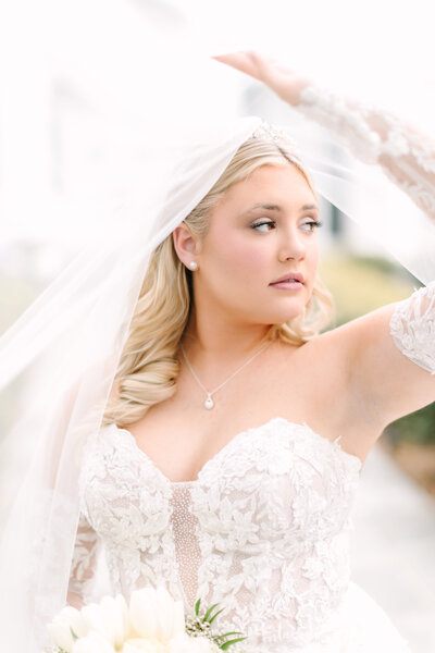 Beautiful bridal session in luxurious gown at The Hideaway at Reed's Estates.