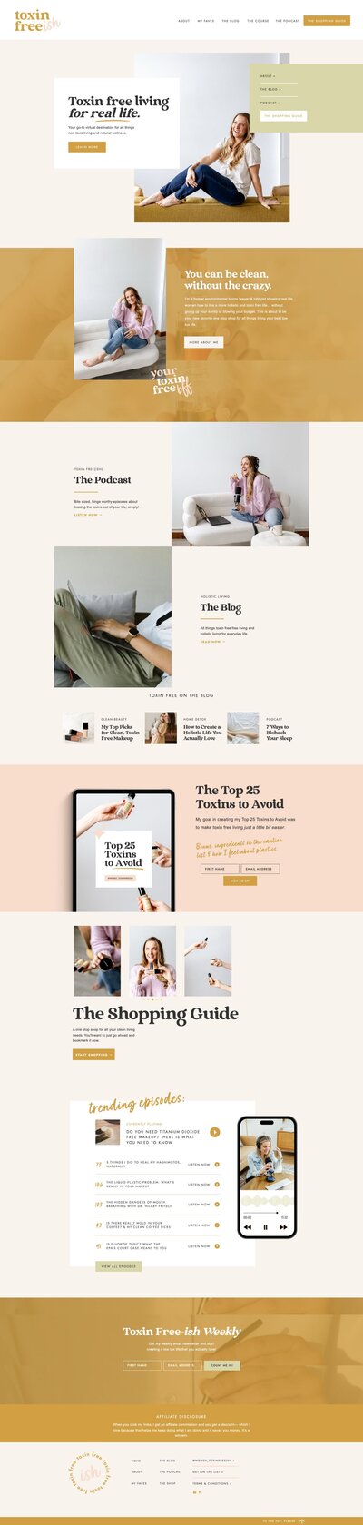 Showit Website Design Toxin Freeish Holistic Wellness Website Example