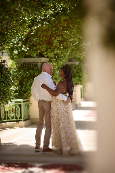 Engagement portraits in the sunken gardens in lincoln nebraska with legacy in light photography by mellisa morgan
