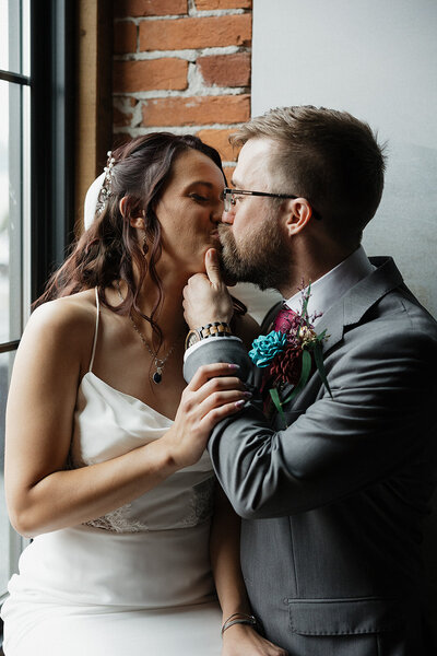 bride and groom share a kiss in lancaster pa