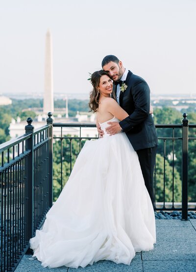 Bride and groom posing