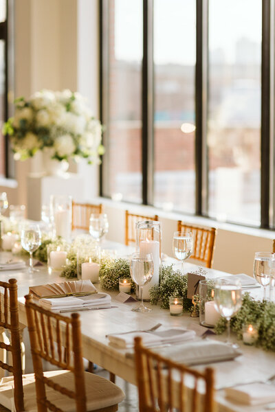Clean and minimal decorated reception table at The Bordone