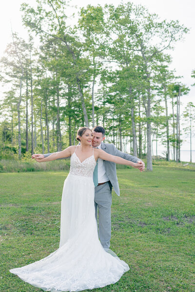 A candid moment of bride and groom.