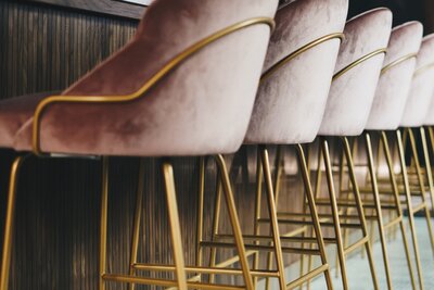 Pink and Golden Velvet Bar Chairs