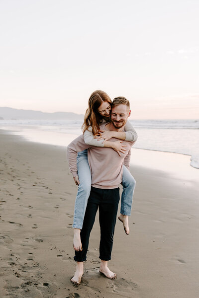 couple standing beach in santa barbara