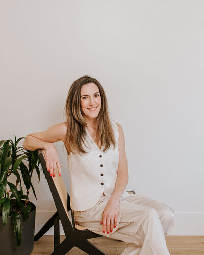 Canadian brand designer Laura Baer portrait in neutral-toned interior