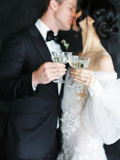 Edgewater hotel Seattle Washington destination wedding couple toasting