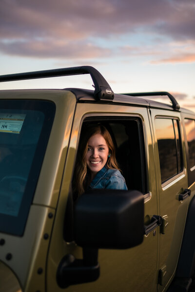 Makayla in her jeep wrangler
