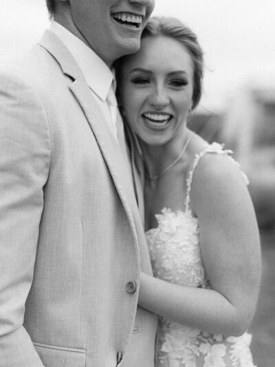 Bride and groom walk up memorial steps at their DC wedding