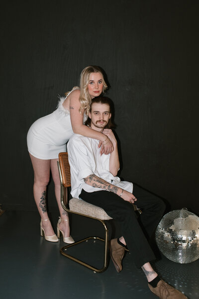editorial new years eve disco couple portraits