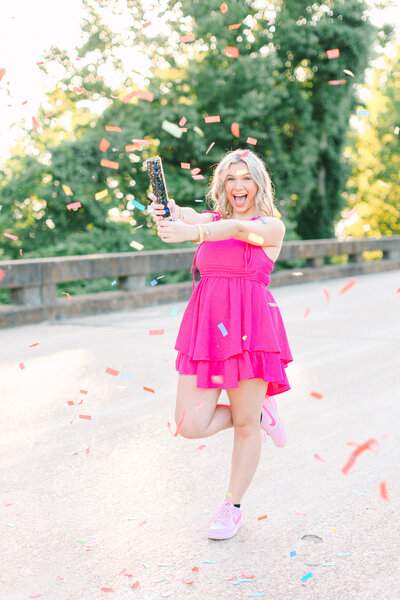 Senior girl with confetti in jackson mississippi