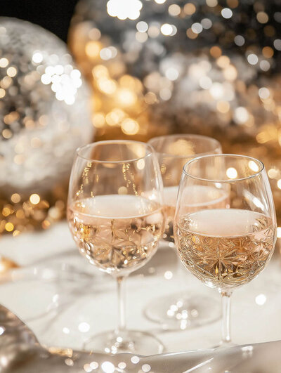 Twee glazen champagne om de succesvolle lancering van een Showit website te vieren