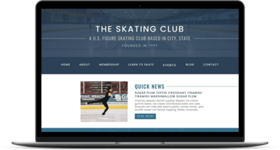 Laptop showing home page of Club Website Template