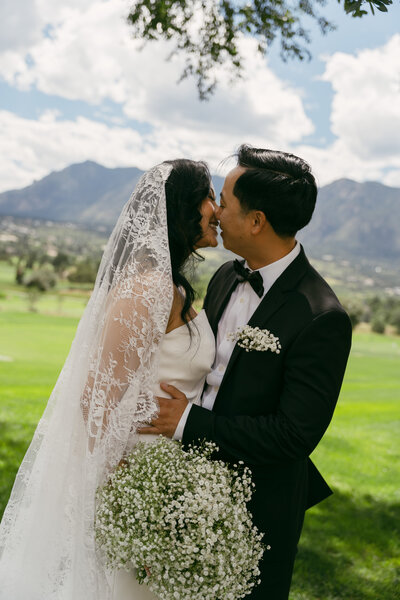 Bride and Groom's first look at their destination wedding in Colorado.