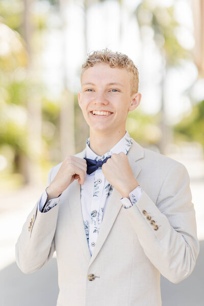 Highschool senior during portraits on his formal day.