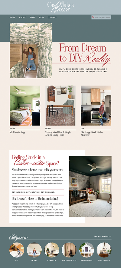 Cass Makes Home Showit Blog Design by Gillian Sarah