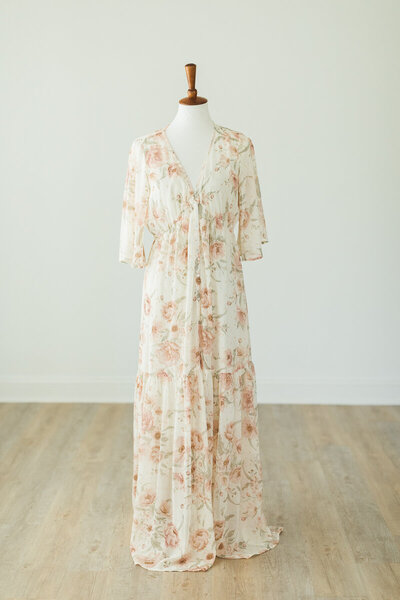 dress by reddress in light pink floral with bell sleeves