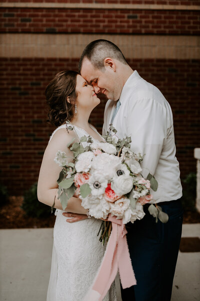 A bride and groom on their wedding day in North Carolina
