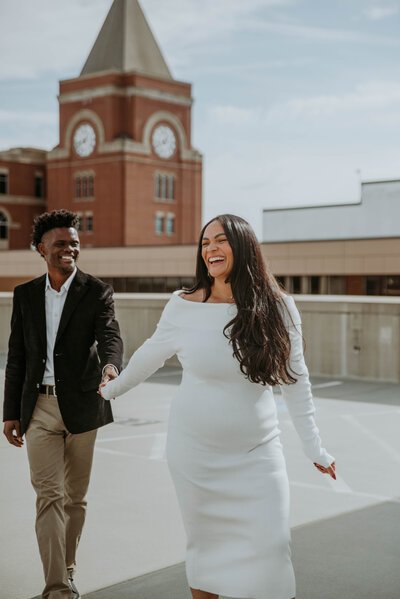 parking deck photoshoot, elopement photographer , courthouse wedding, weddings by kattie jackson
