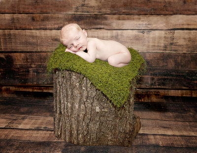 Sara-J-Williams-Photography-Georgia-Newborn-Portraits-41-Baby-Boy-Tree-Stump
