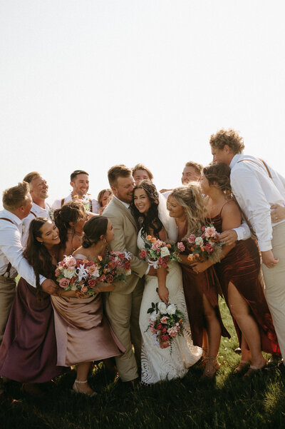 Bride and groom summer wedding
