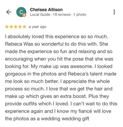 Google review for Beca Bruner Photo