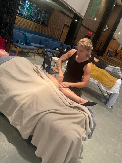 Owner Kayla Stroud-DuSavage performing massage therapy - Massage Therapy in Sun Prairie WI Specific Health Massage Therapy