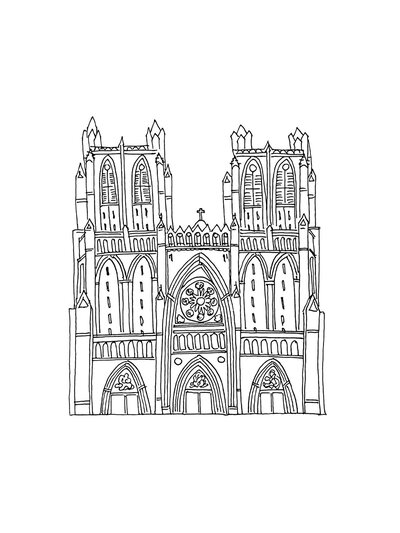 sketch of Washington National Cathedral