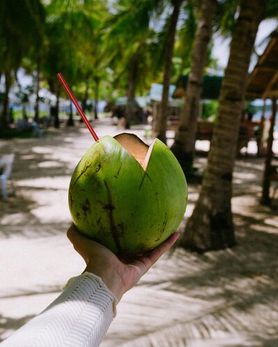 Fresh_coconut_drink_on_beach_luxury_beach_vacation_itinerary