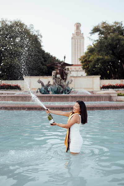Senior pops champagne