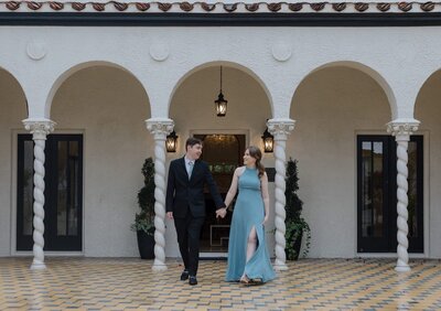 Shavonne and Zack walking at wedding venue