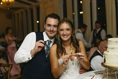 Photo of bride and groom smiling