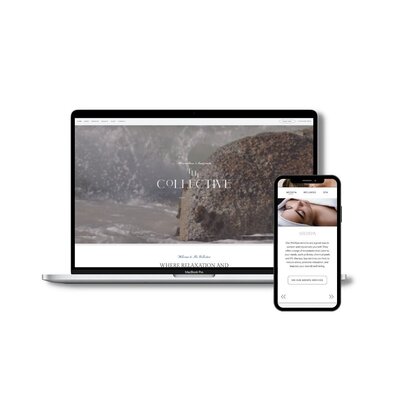 Computer and phone mock-up with website template