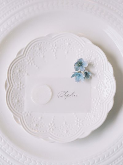 Detail wedding shot of menu placecard