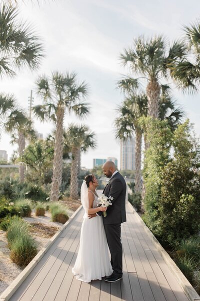 A stunning elopement at St. Pete Pier, featuring modern elegance, waterfront views, and a scenic backdrop for your special day.