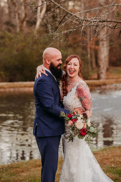 photo of bride and groom laughing at their chattanooga wedding
