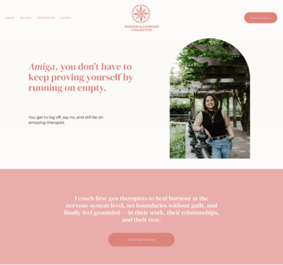website design mockup for health and wellness coach in yoga, fitness, pilates, mindfulness