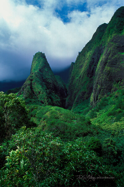 The famous Iao Needle in the Iao Valley on the Island of Maui, Hawaii