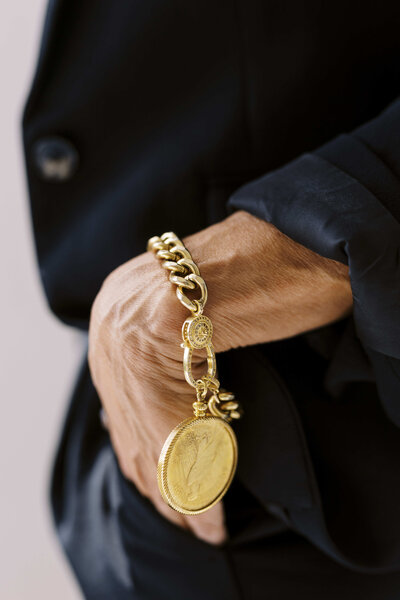 closeup of Tarah's bracelet