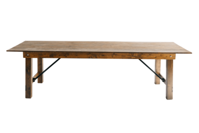 A folding wooden farmhouse table.