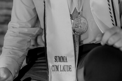 Close up details of Will's senior outfit